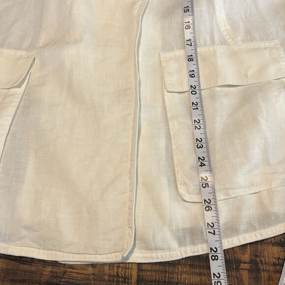 Eileen Fisher White Organic Linen Jacket Snaps Medium Oversized Lagenlook - Picture 9 of 10